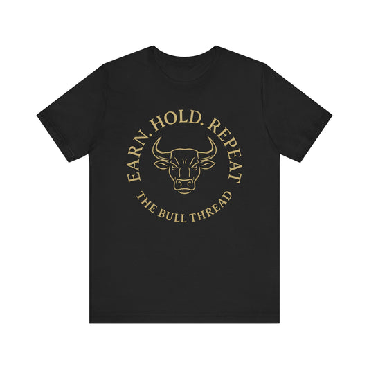 Premium Crypto Investor Tee - Earn Hold Repeat Emblem by TheBullThread