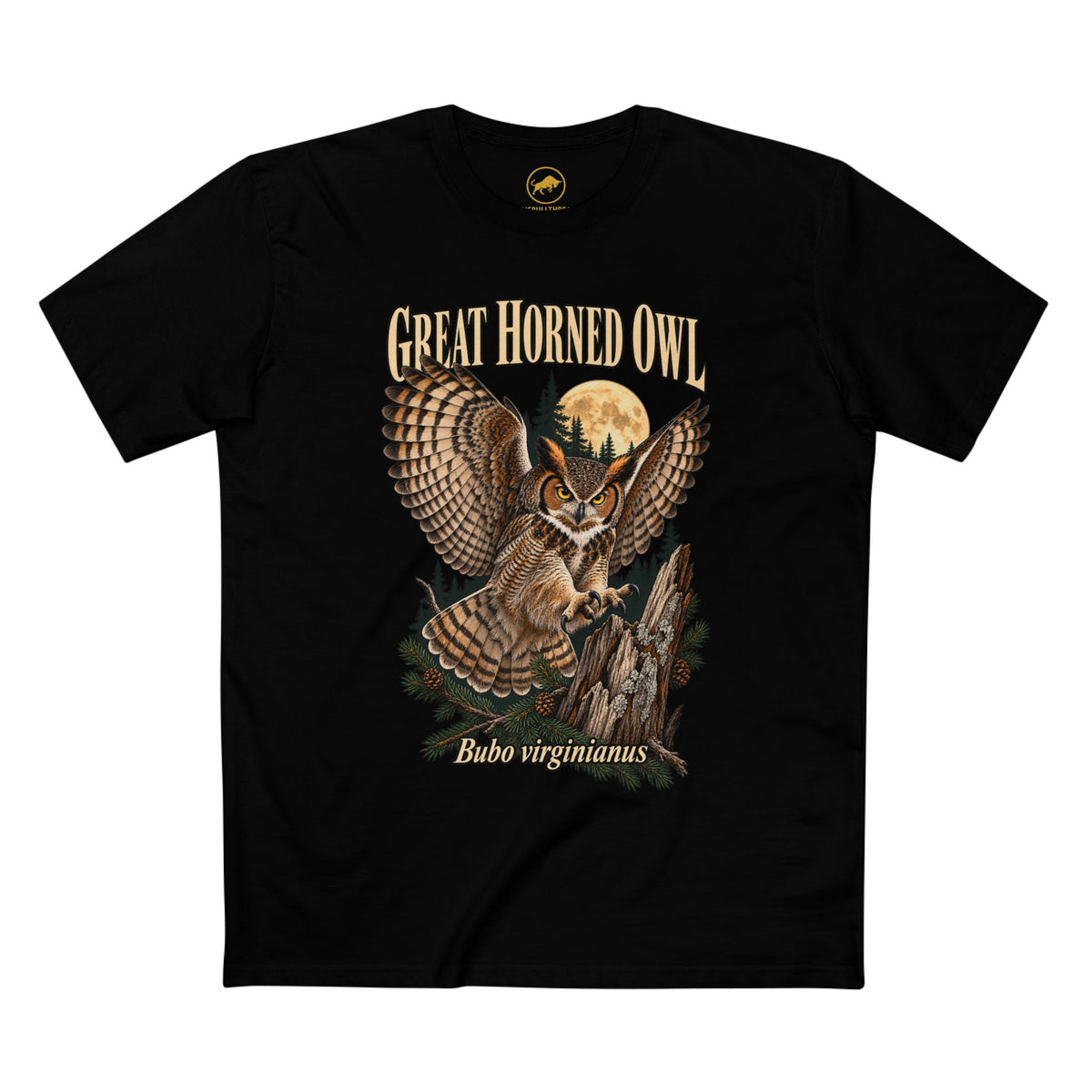 Great Horned Owl Shirt, Moonlit Woodland Raptor Tee