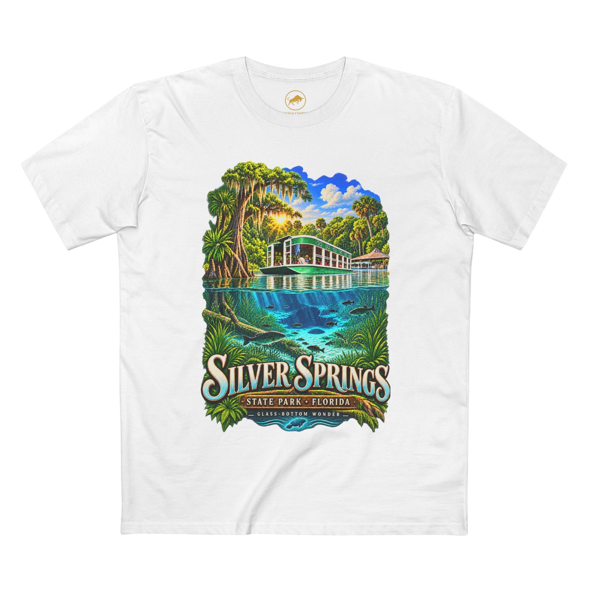 Silver Springs State Park Shirt, Vintage Florida Glass-Bottom Boat Graphic Tee.