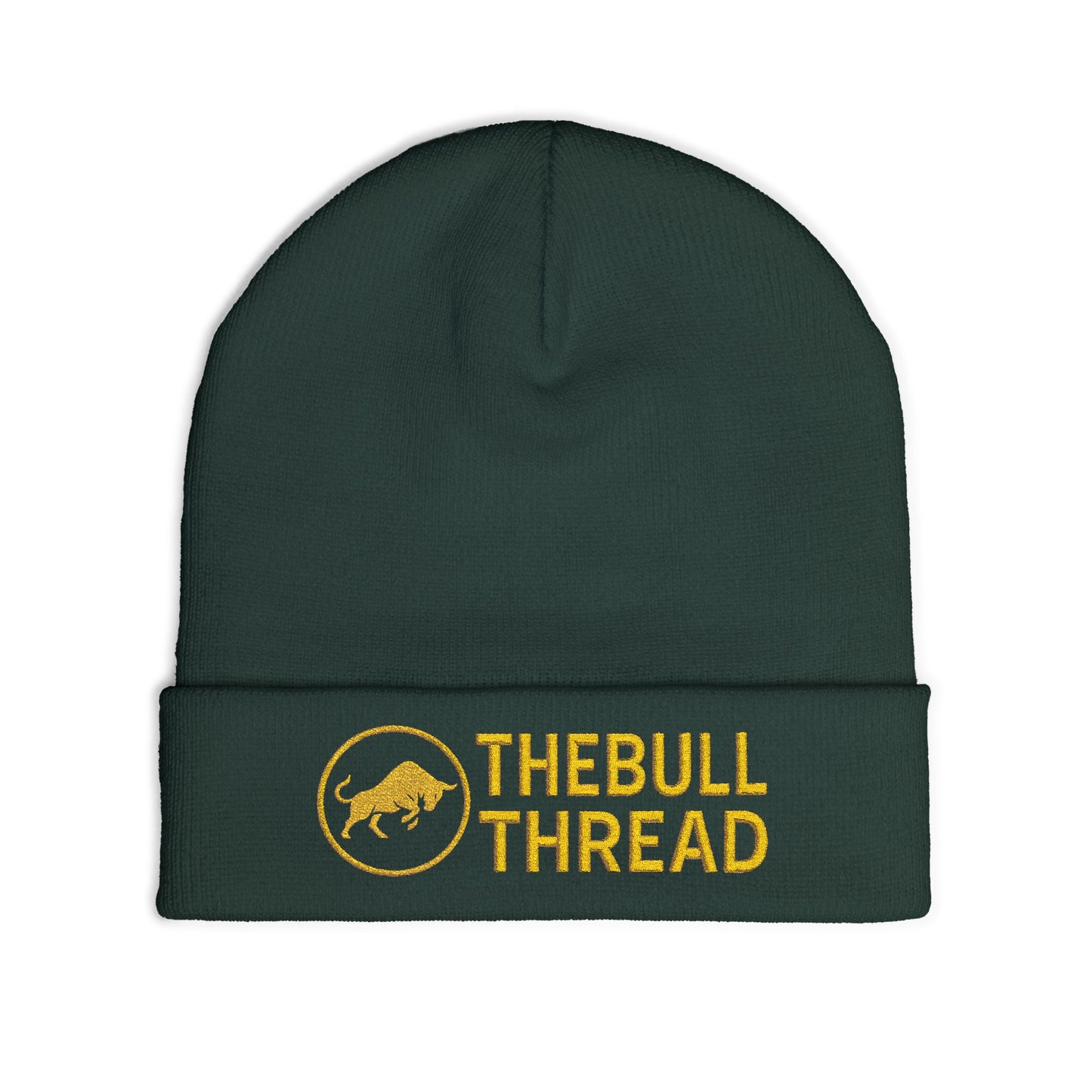 Premium Embroidered Knit Beanie - Gold Logo Knit Hat by TheBullThread