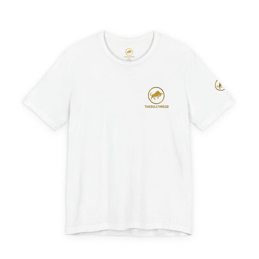 Classic Embroidered Tee - Premium Gold Bull Ring Logo by TheBullThread