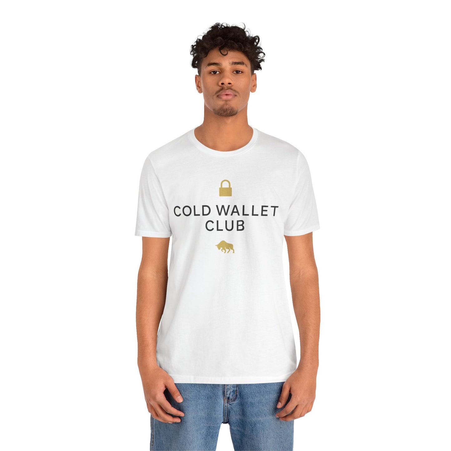Premium Crypto Investor Shirt - Cold Wallet Club Gold Lock & Bull Design by TheBullThread