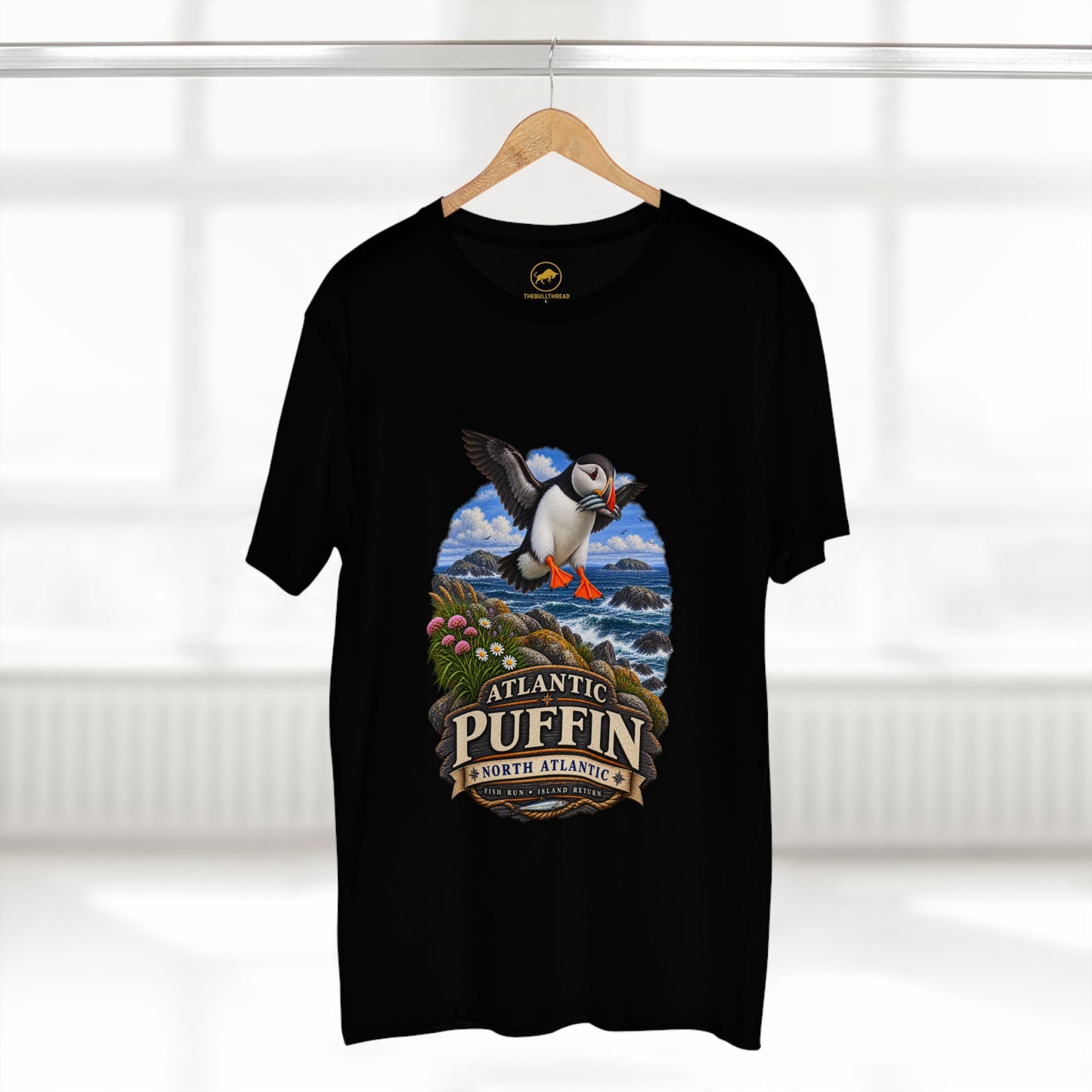 Atlantic Puffin T Shirt, Maine Coast Birding Tee, North Atlantic Seabird.
