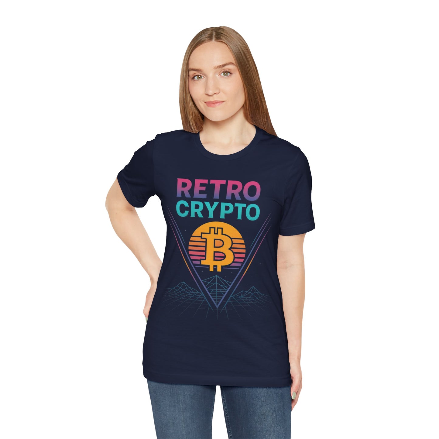 Retro Crypto T-Shirt - 80s Vaporwave Neon Bitcoin Design by TheBullThread