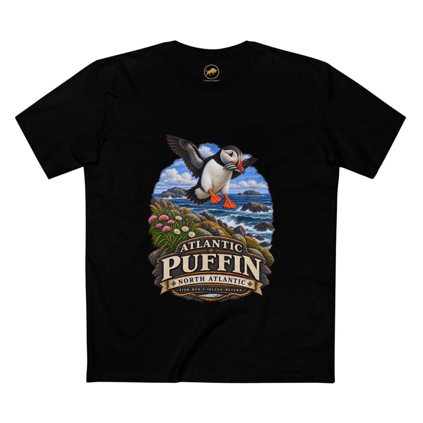 Atlantic Puffin T Shirt, Maine Coast Birding Tee, North Atlantic Seabird.