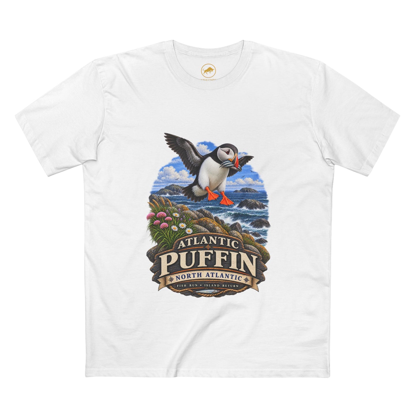 Atlantic Puffin T Shirt, Maine Coast Birding Tee, North Atlantic Seabird.