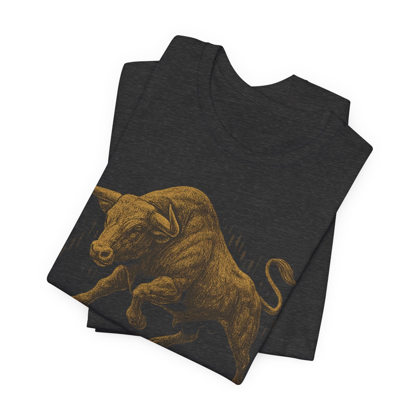 Luxury Crypto Trader T-Shirt - Bulls Don’t Sleep Gold Charging Bull Design by TheBullThread