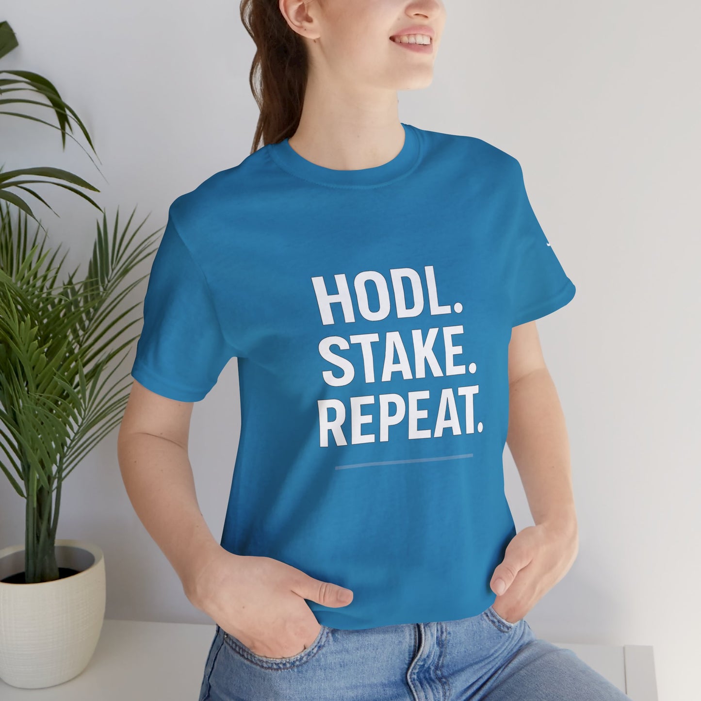 Premium Crypto Tee – HODL Stake Repeat Minimalist Streetwear by TheBullThread