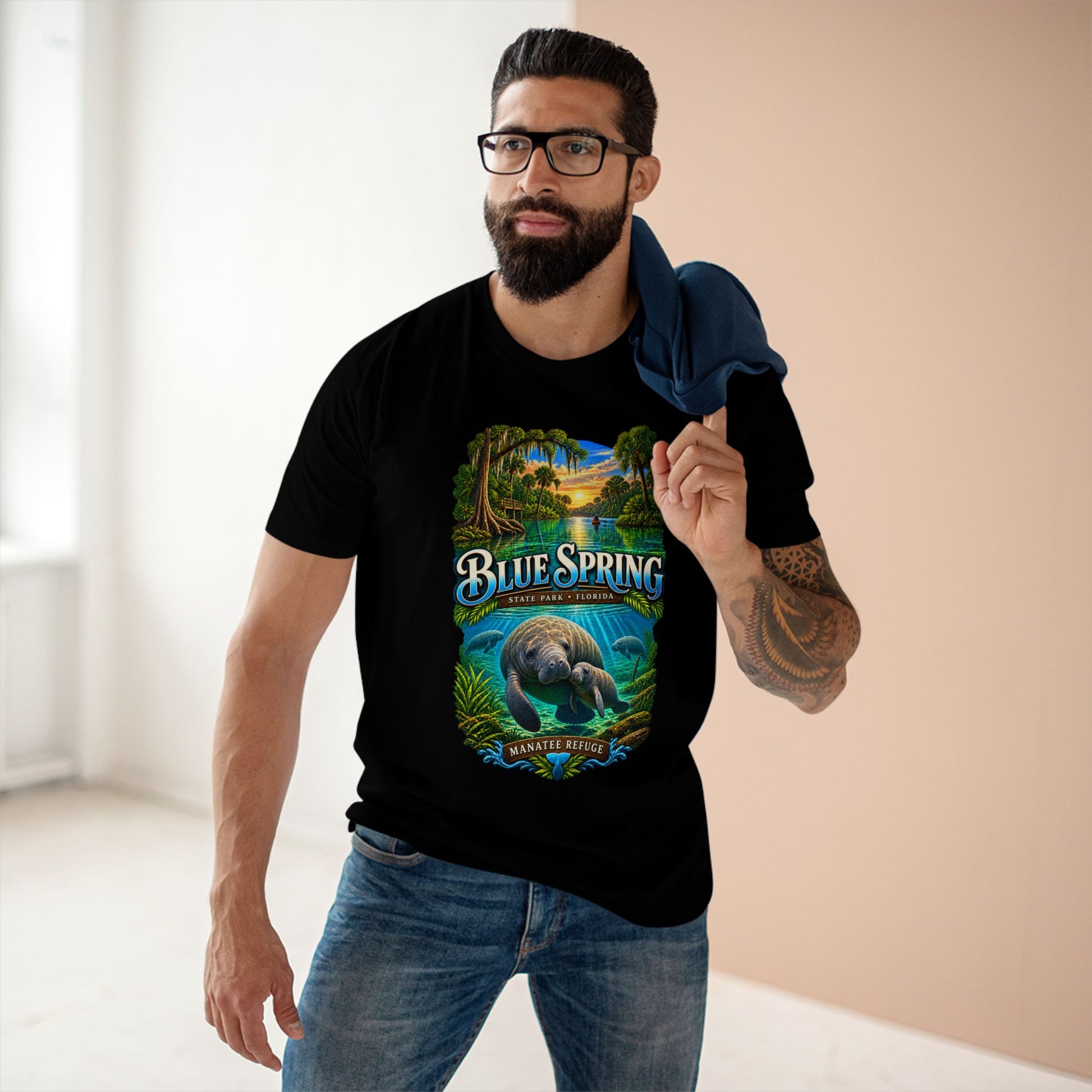 Blue Spring State Park Manatee T-Shirt, Heavyweight Retro Florida Springs Graphic.