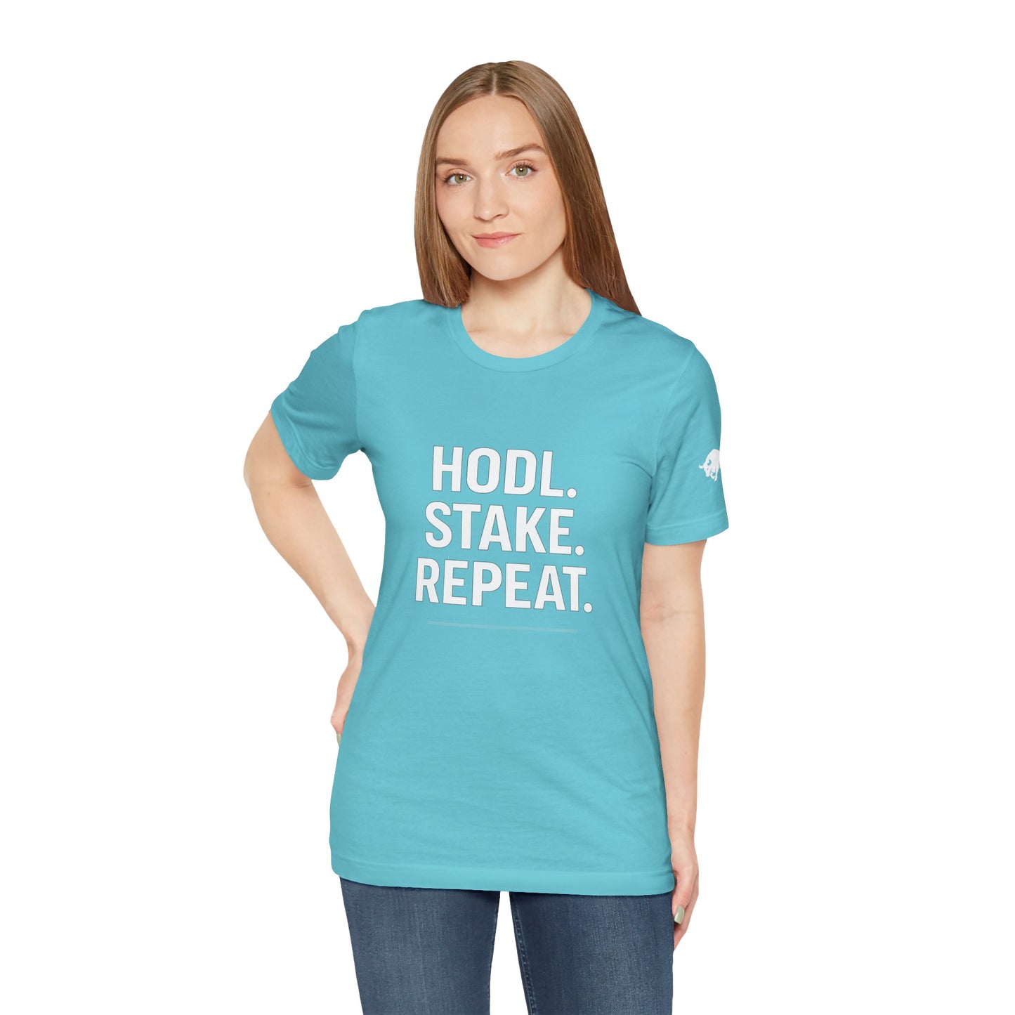 Premium Crypto Tee – HODL Stake Repeat Minimalist Streetwear by TheBullThread