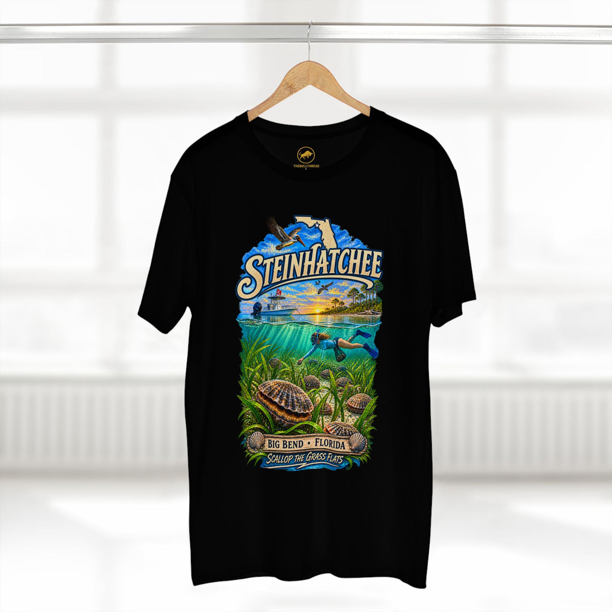 Steinhatchee Florida Scalloping Shirt, Big Bend Bay Scallop Tee, Gulf Coast Snorkeling Boating Vacation T-Shirt, Florida Waterman Gift.
