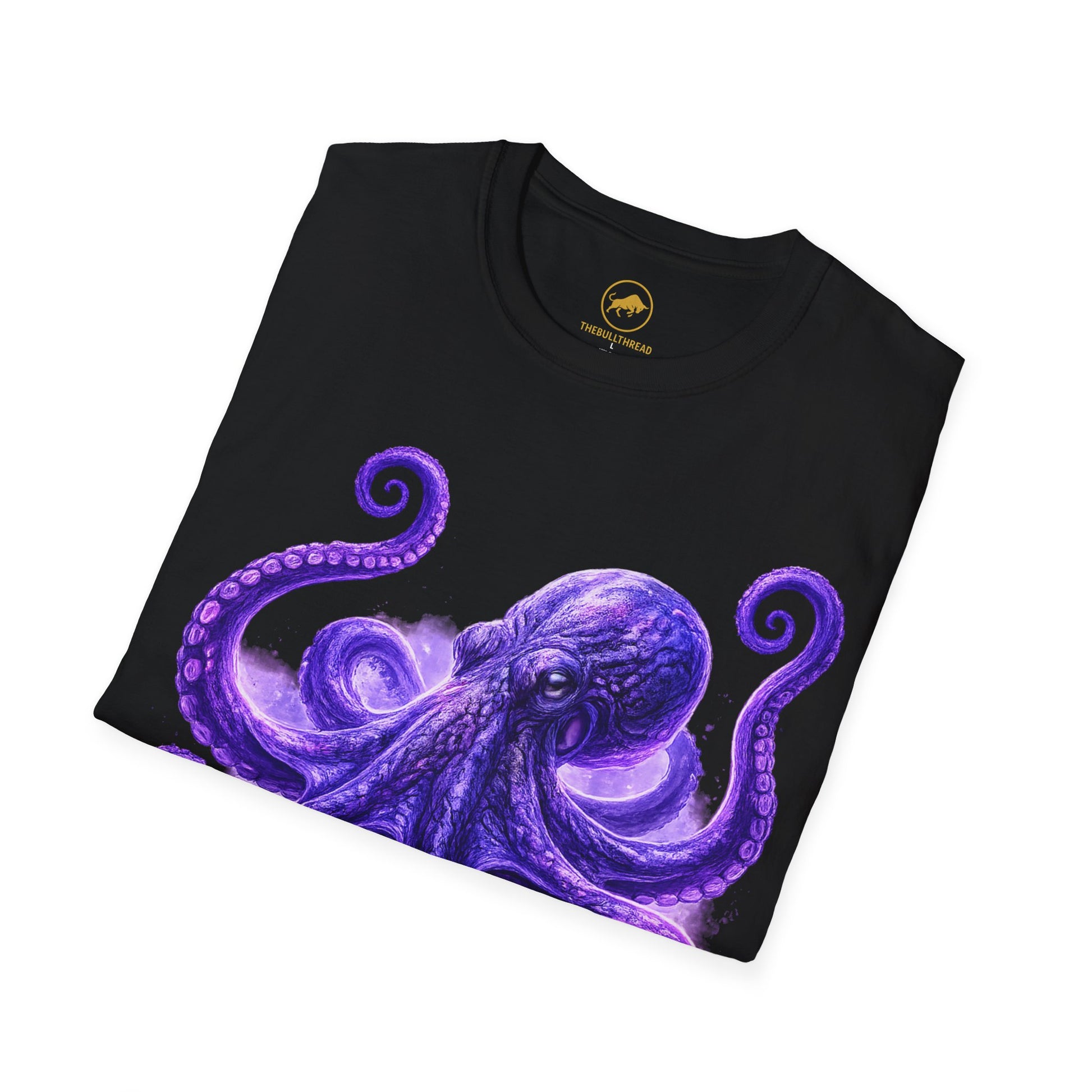 Premium Purple Octopus Shirt, Glowing Deep Sea Ocean Tee, Neon Kraken Graphic T Shirt, Coastal Nature Lover Gift, Bioluminescent Marine Art.