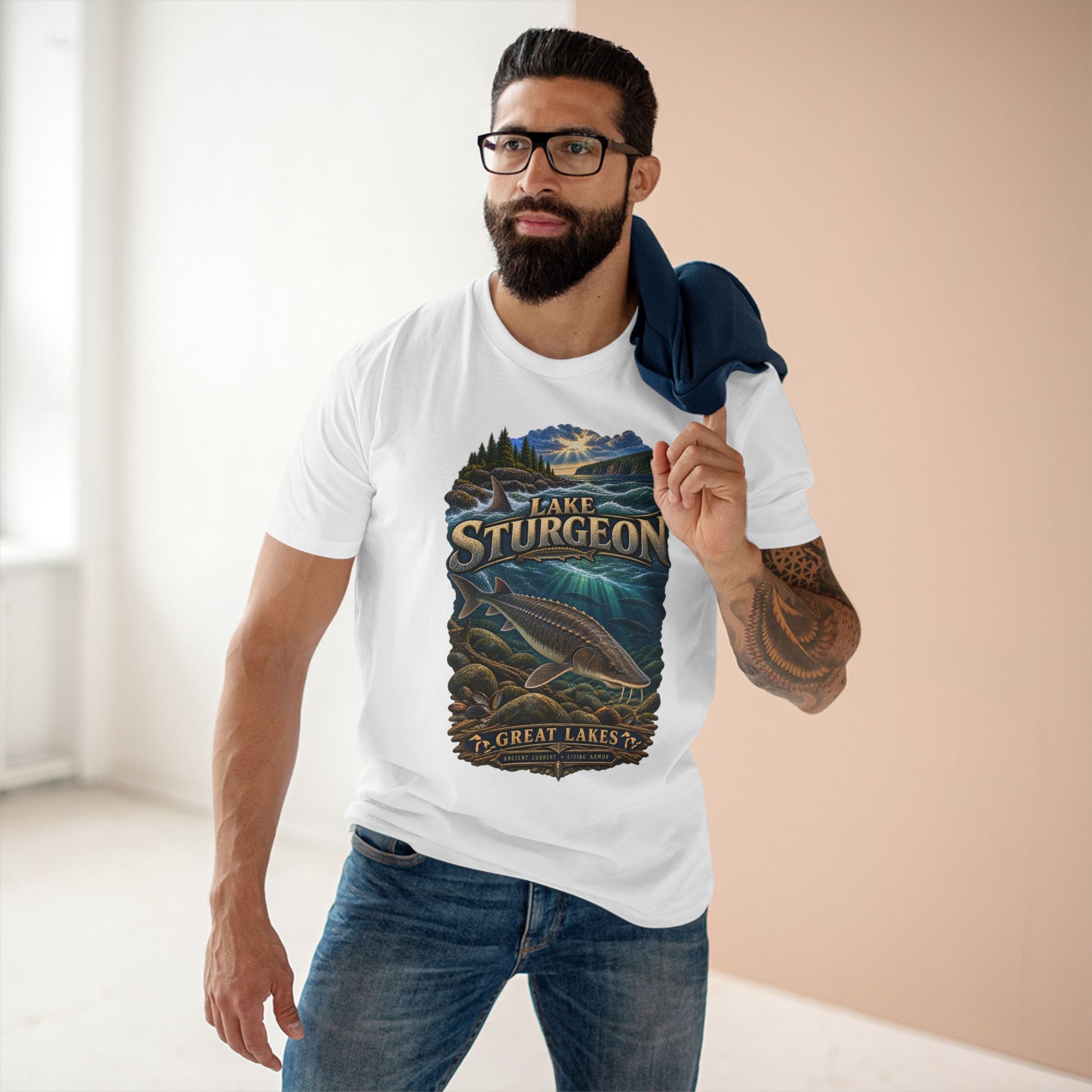 Lake Sturgeon Fishing Shirt: Great Lakes Freshwater Fish Naturalist Tee.