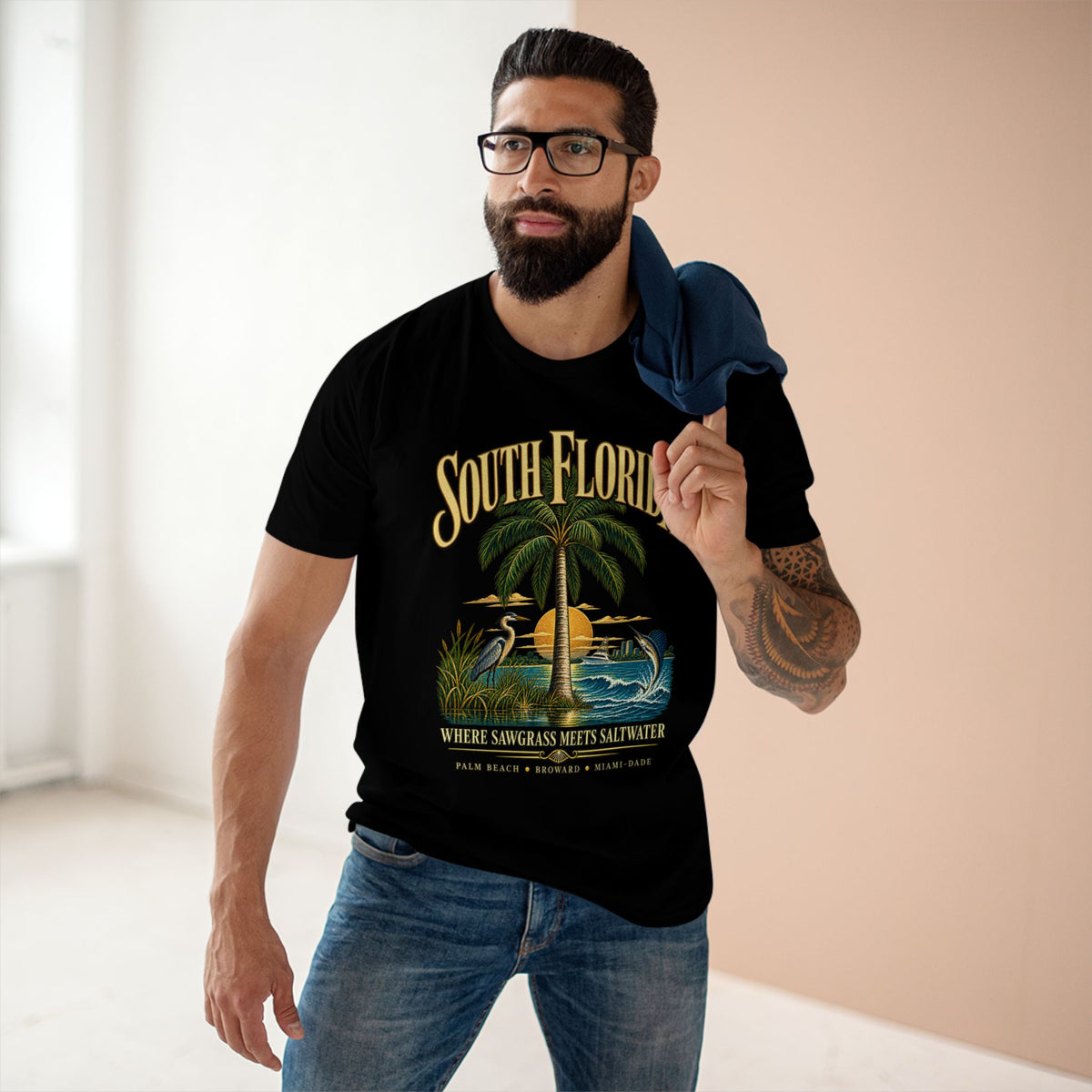 South Florida Shirt, Vintage Coastal Florida Tee, Palm Beach Broward Miami-Dade, Sawgrass & Saltwater.
