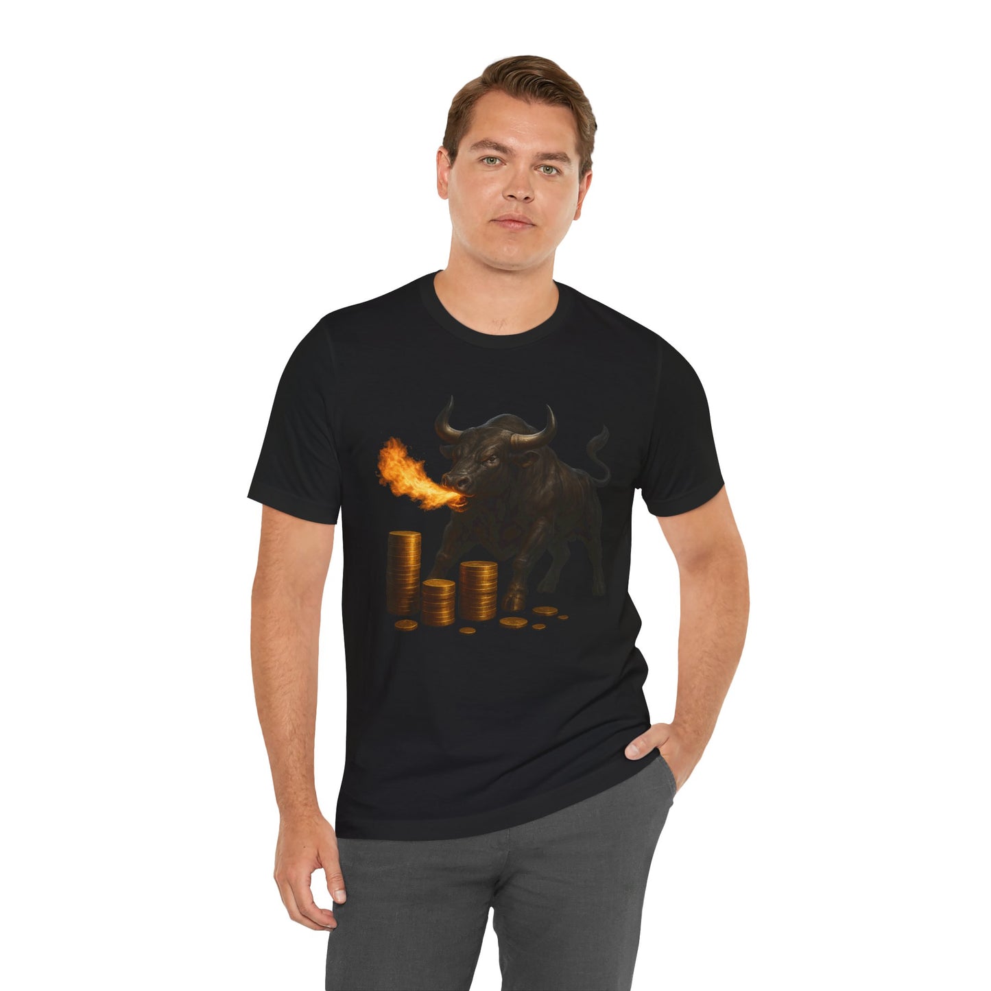 Fire Breathing Bull Shirt - Motivational Unstoppable Force Tee | Powerful Wealth Mindset Streetwear by TheBullThread