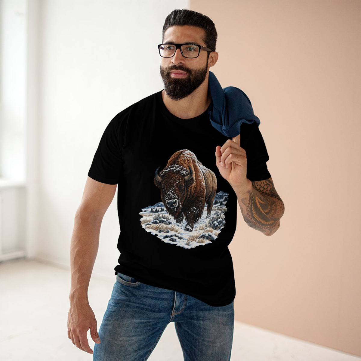 American Bison Shirt, Winter Prairie Wildlife Tee, Buffalo Lover and Western Nature Gift.