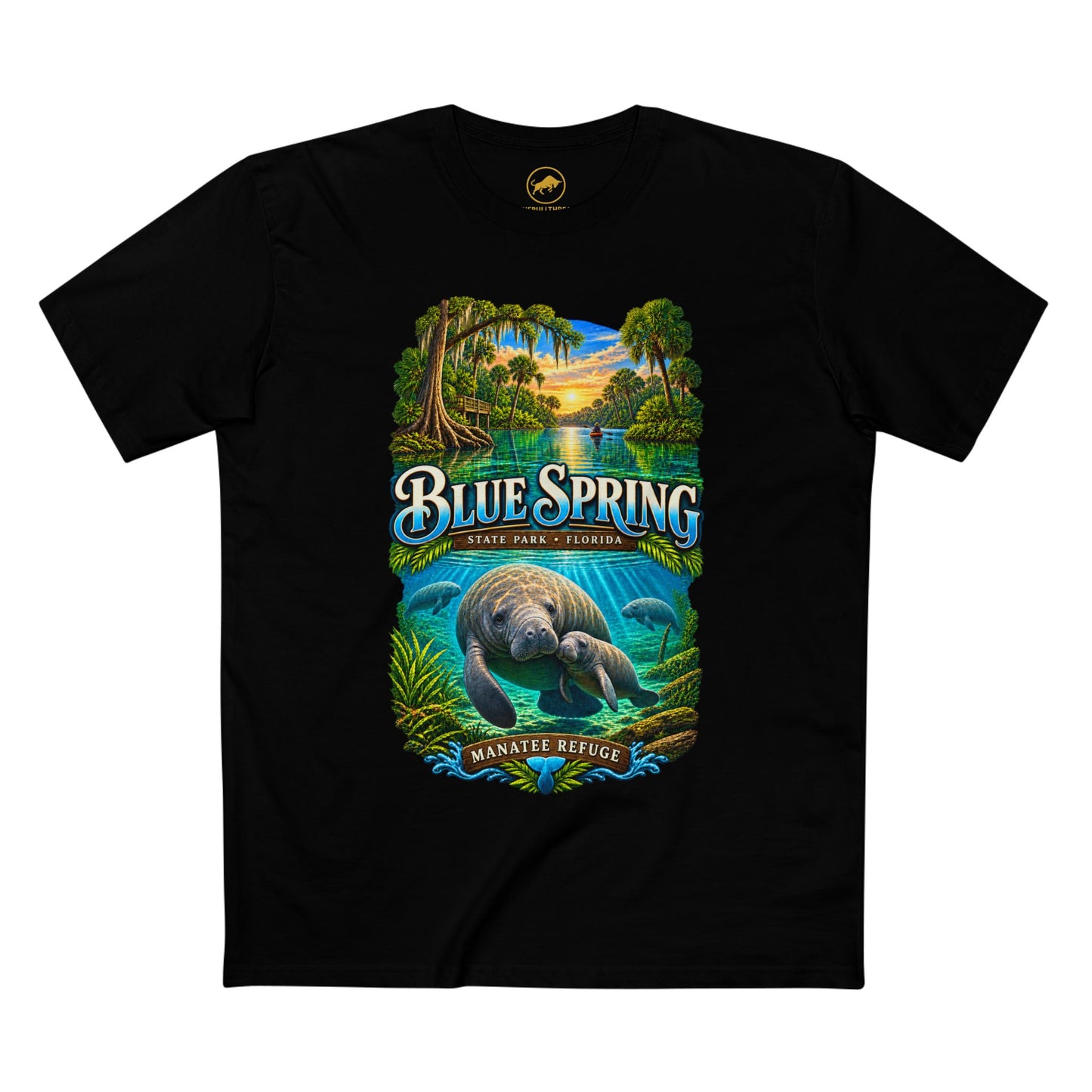 Blue Spring State Park Manatee T-Shirt, Heavyweight Retro Florida Springs Graphic.