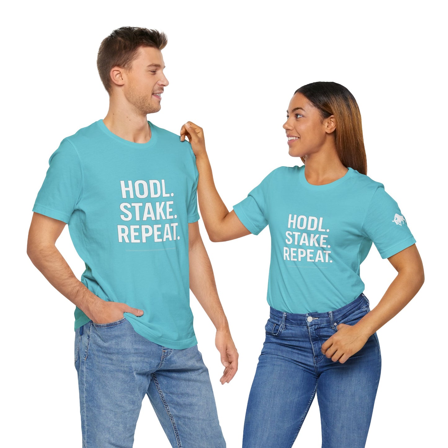 Premium Crypto Tee – HODL Stake Repeat Minimalist Streetwear by TheBullThread