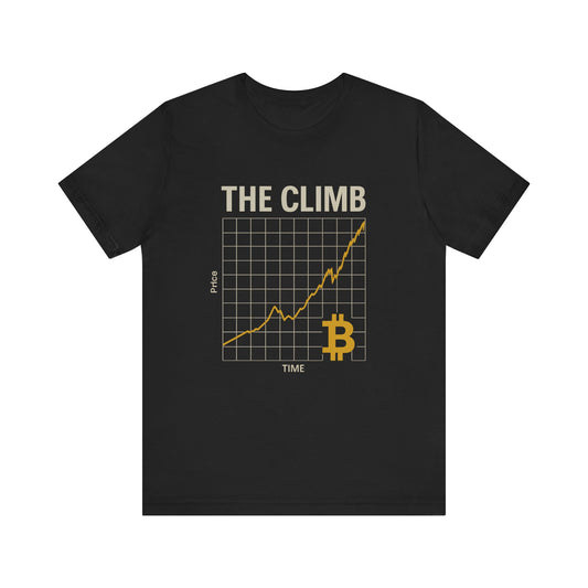 The Climb - Bitcoin Price Chart & Quote Shirt - BTC Bull Market Crypto Mindset Tee - Front + Back Design.