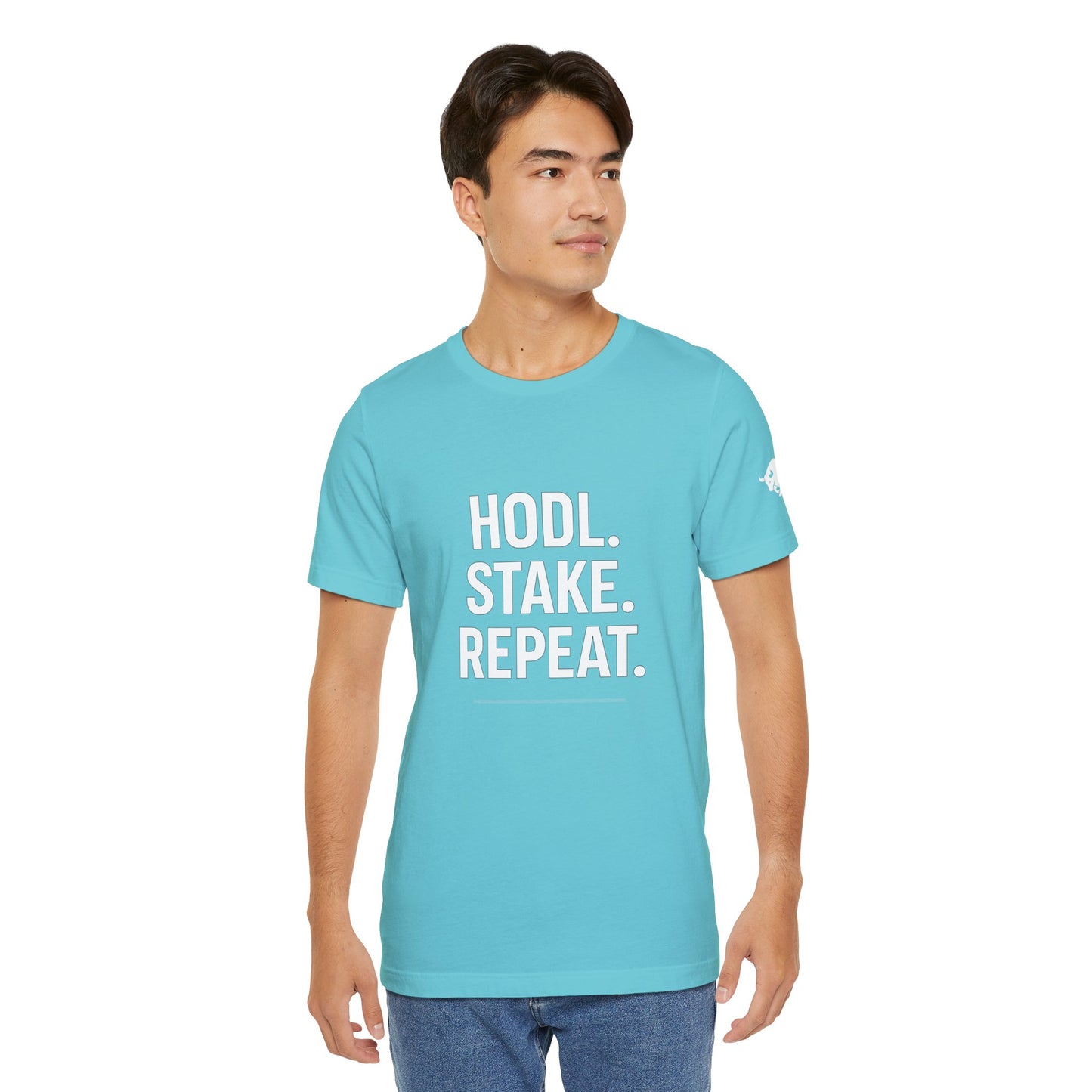 Premium Crypto Tee – HODL Stake Repeat Minimalist Streetwear by TheBullThread