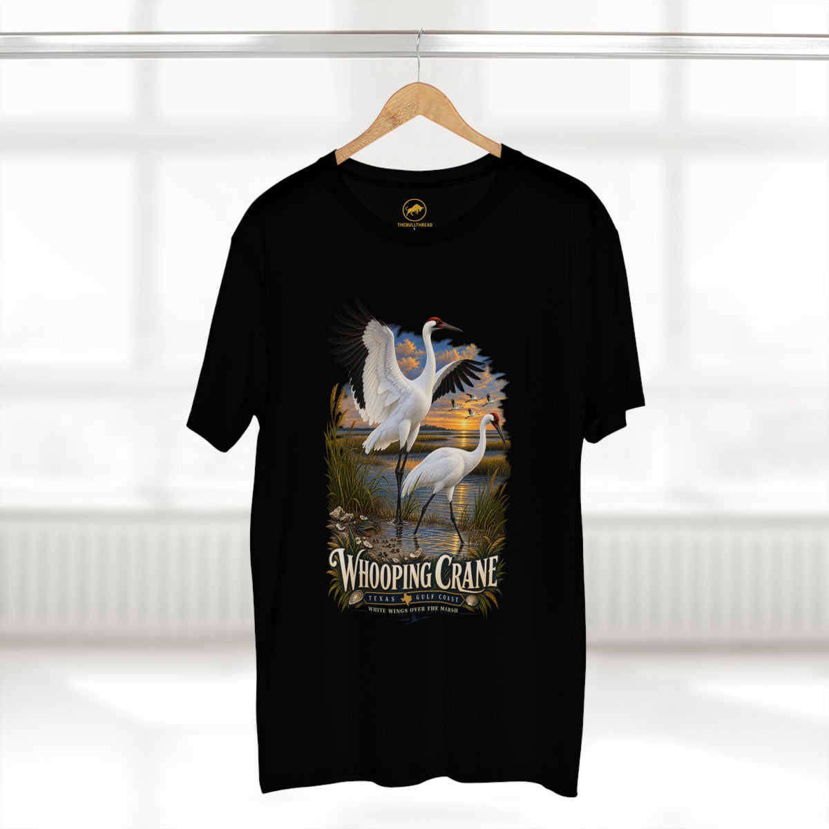 Whooping Crane T-Shirt, Texas Gulf Coast Birding Tee, Coastal Marsh Wildlife Shirt, Birder Gift.