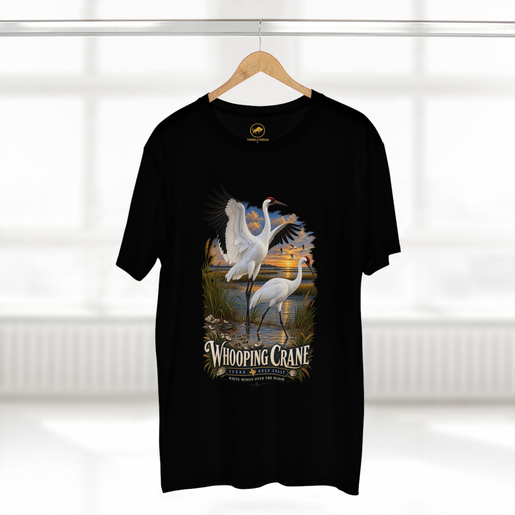 Whooping Crane T-Shirt, Texas Gulf Coast Birding Tee, Coastal Marsh Wildlife Shirt, Birder Gift.