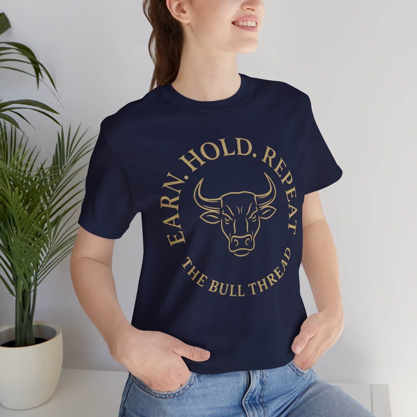 Premium Crypto Investor Tee - Earn Hold Repeat Emblem by TheBullThread