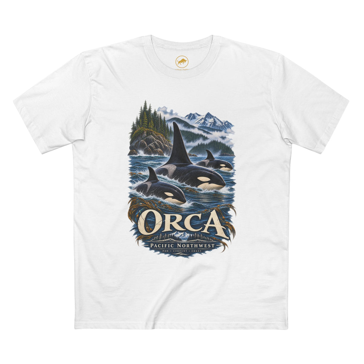 Orca Shirt, Pacific Northwest Killer Whale Graphic Tee, PNW Whale Watching T-Shirt.