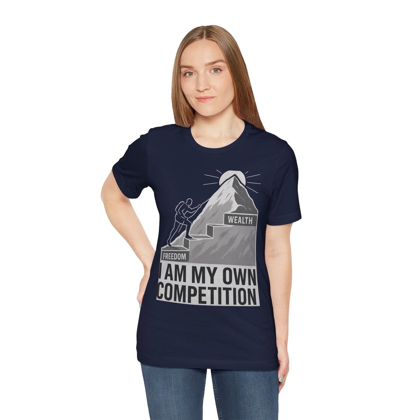 Premium Motivational T-Shirt – I Am My Own Competition Climbing Design by TheBullThread