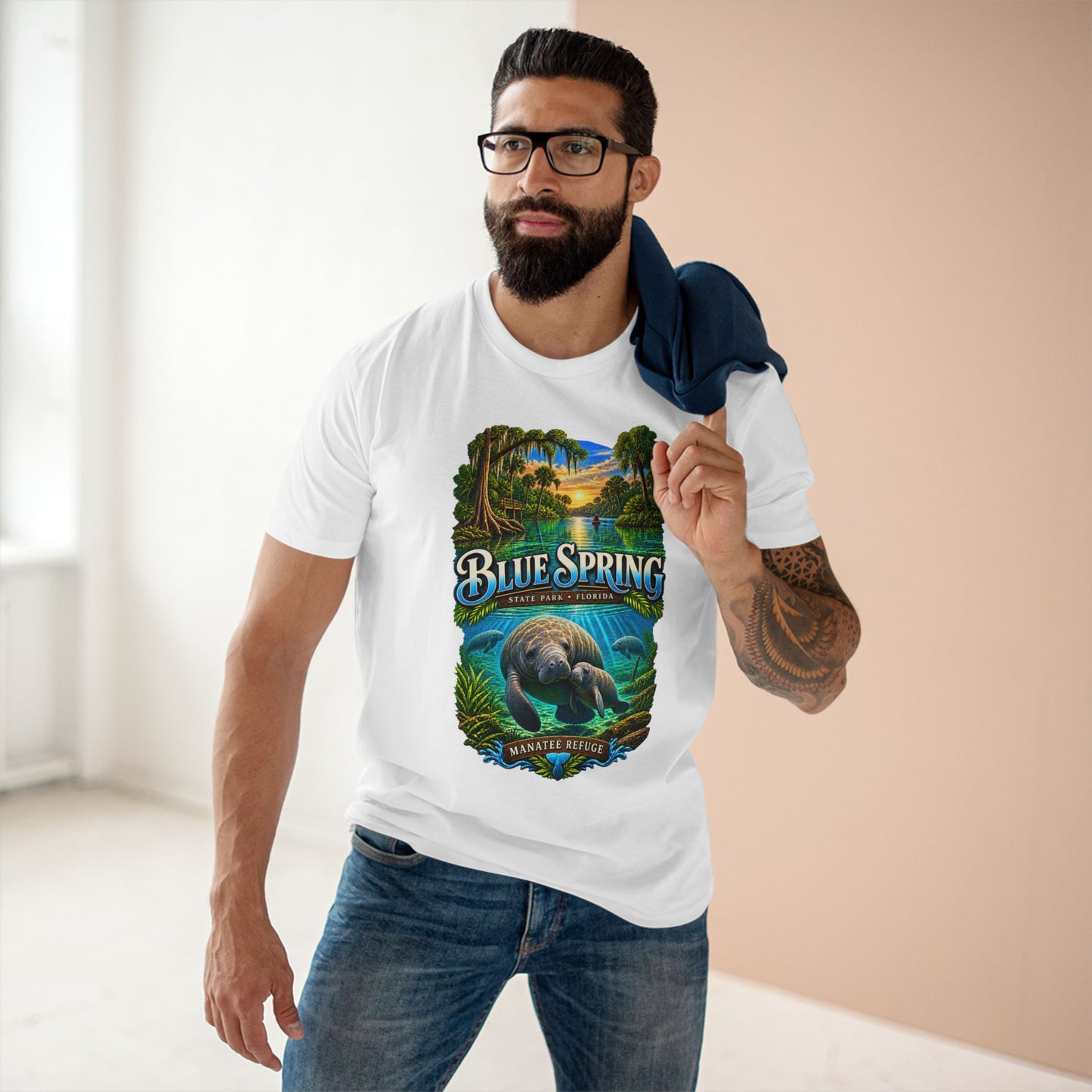 Blue Spring State Park Manatee T-Shirt, Heavyweight Retro Florida Springs Graphic.