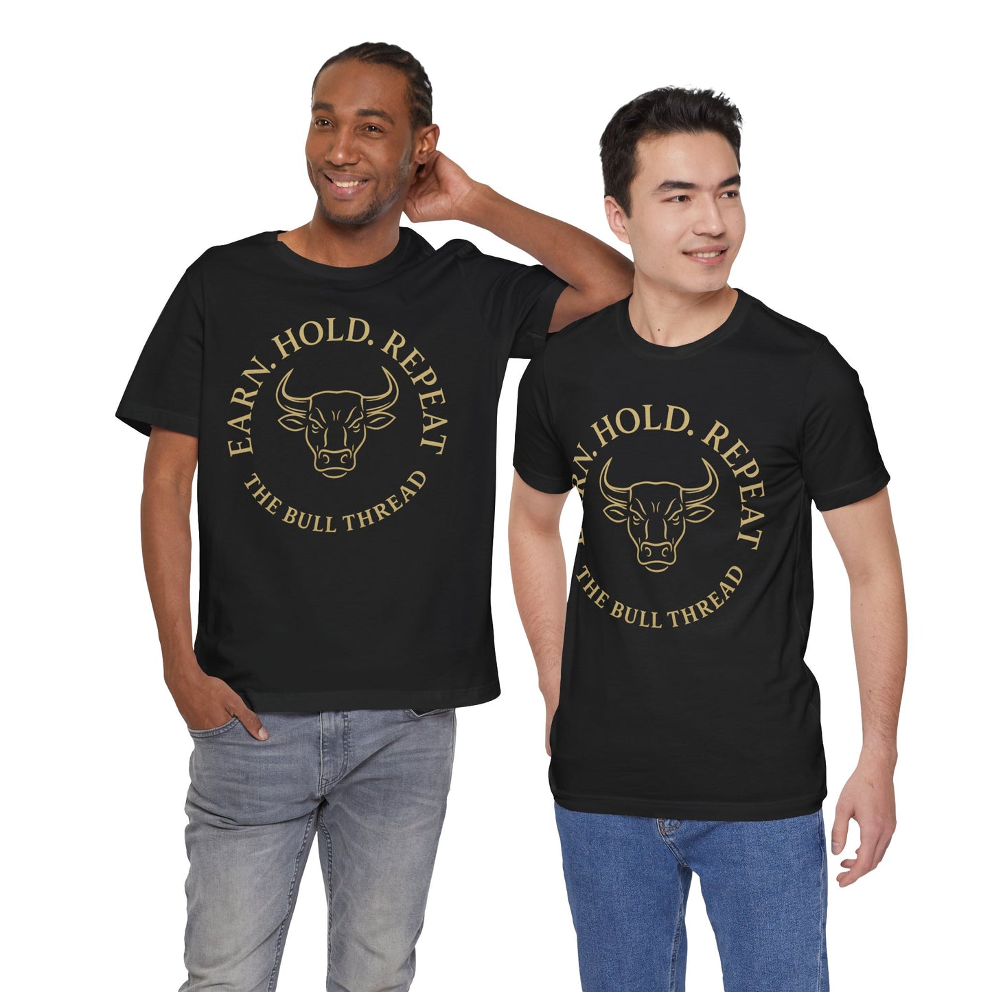 Premium Crypto Investor Tee - Earn Hold Repeat Emblem by TheBullThread