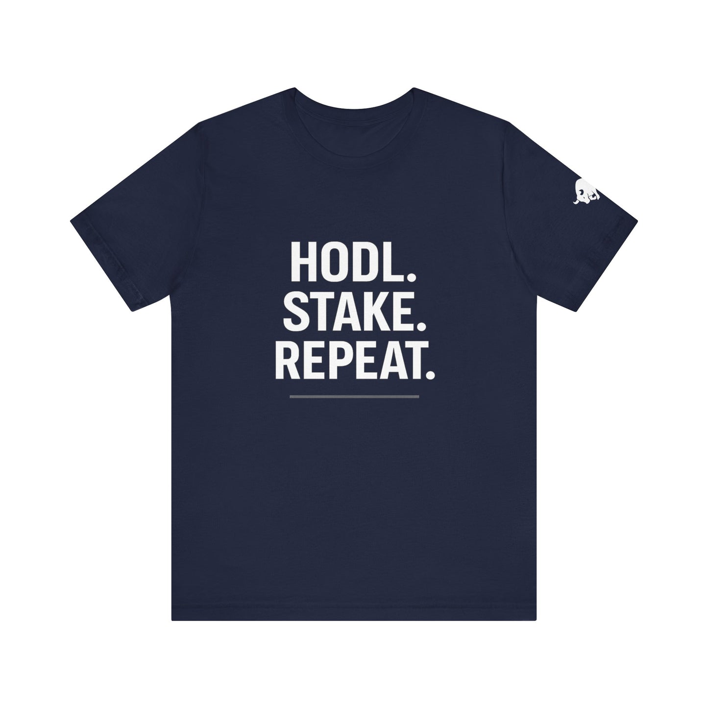 Premium Crypto Tee – HODL Stake Repeat Minimalist Streetwear by TheBullThread