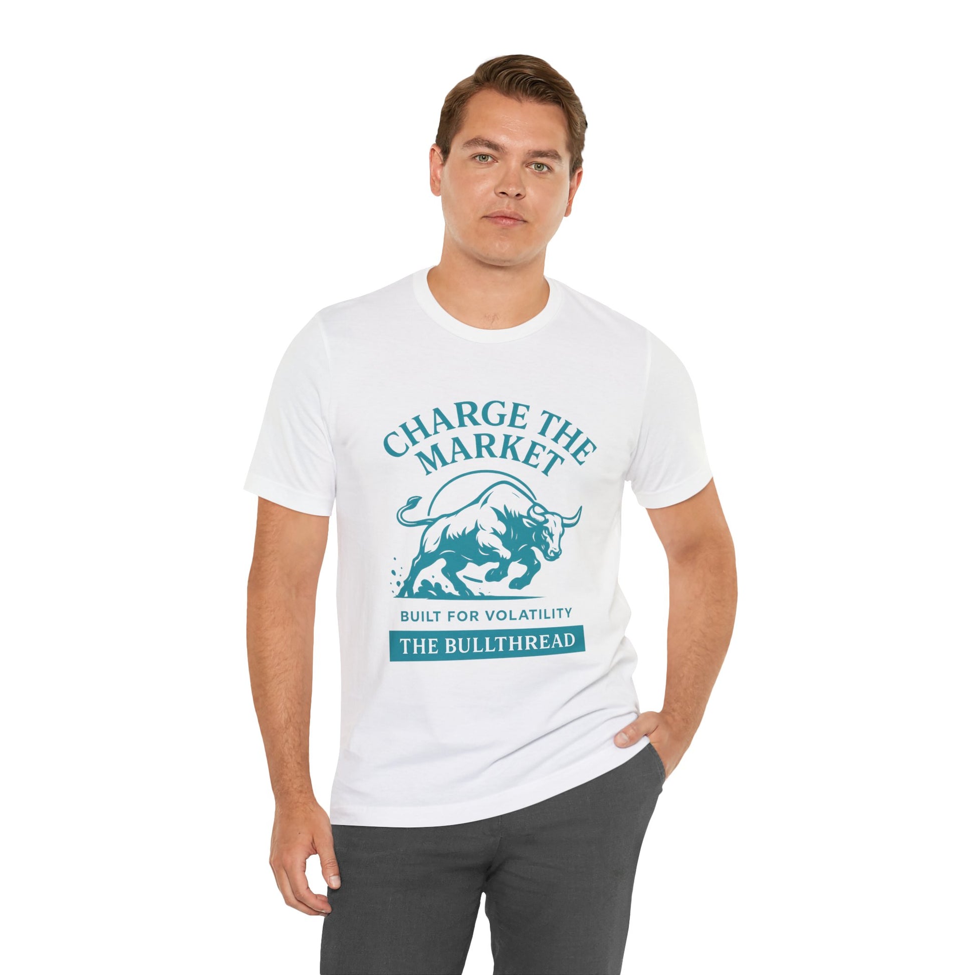 Charge the Market - Turquoise Bull Crypto Investor Shirt.