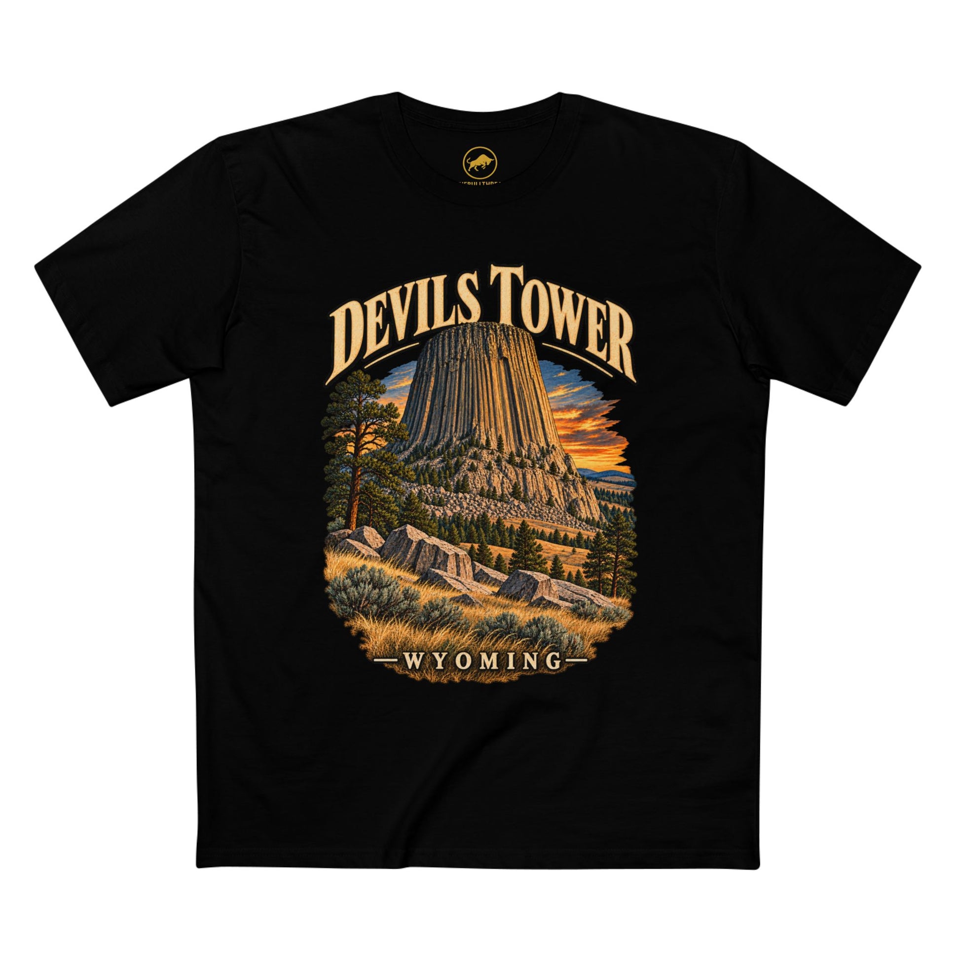 Devils Tower Wyoming T-Shirt, Vintage National Monument Graphic Tee.