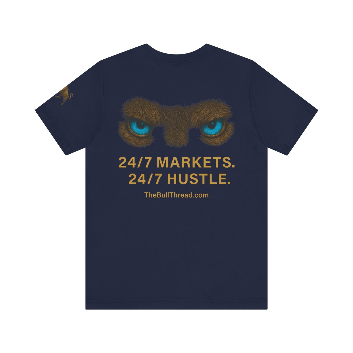 Luxury Crypto Trader T-Shirt - Bulls Don’t Sleep Gold Charging Bull Design by TheBullThread