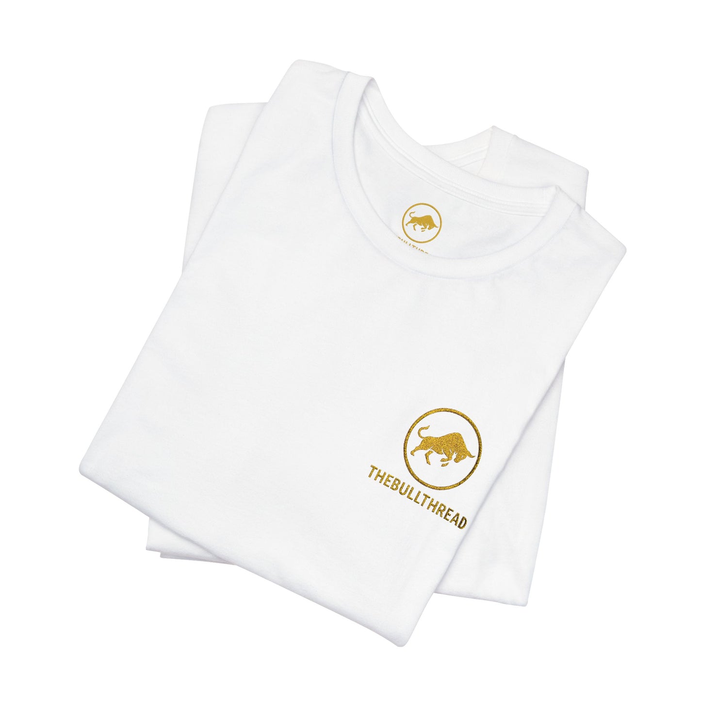 Classic Embroidered Tee - Premium Gold Bull Ring Logo by TheBullThread