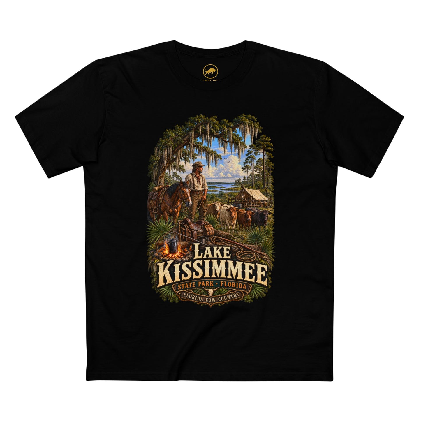 Lake Kissimmee State Park Shirt, Florida Cow Country Tee, 1876 Cow Camp, Florida Cow Hunter, Cracker Cattle Heritage T-Shirt.