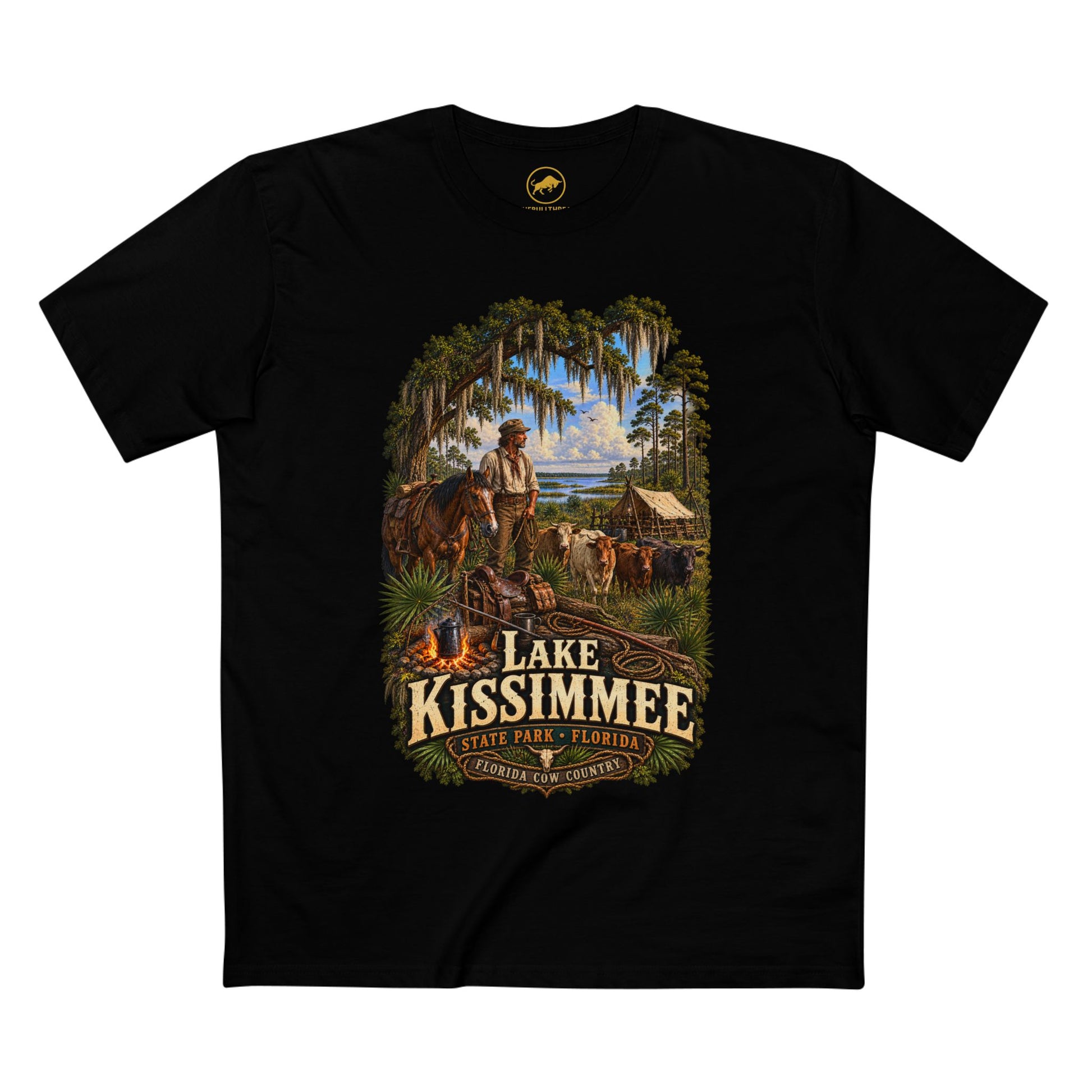 Lake Kissimmee State Park Shirt, Florida Cow Country Tee, 1876 Cow Camp, Florida Cow Hunter, Cracker Cattle Heritage T-Shirt.