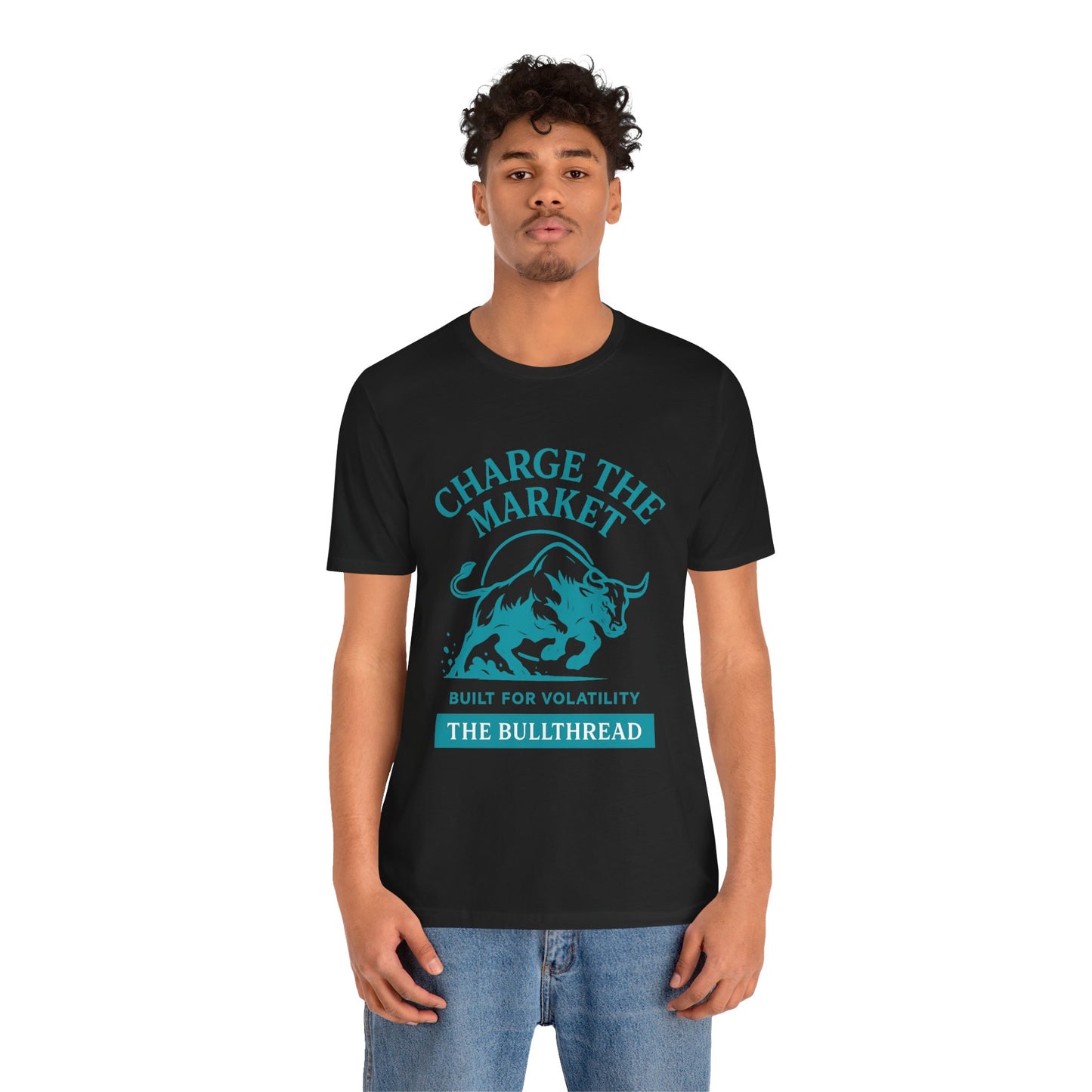 Premium Crypto Investor Shirt - Charge the Market Turquoise Bull Graphic by TheBullThread