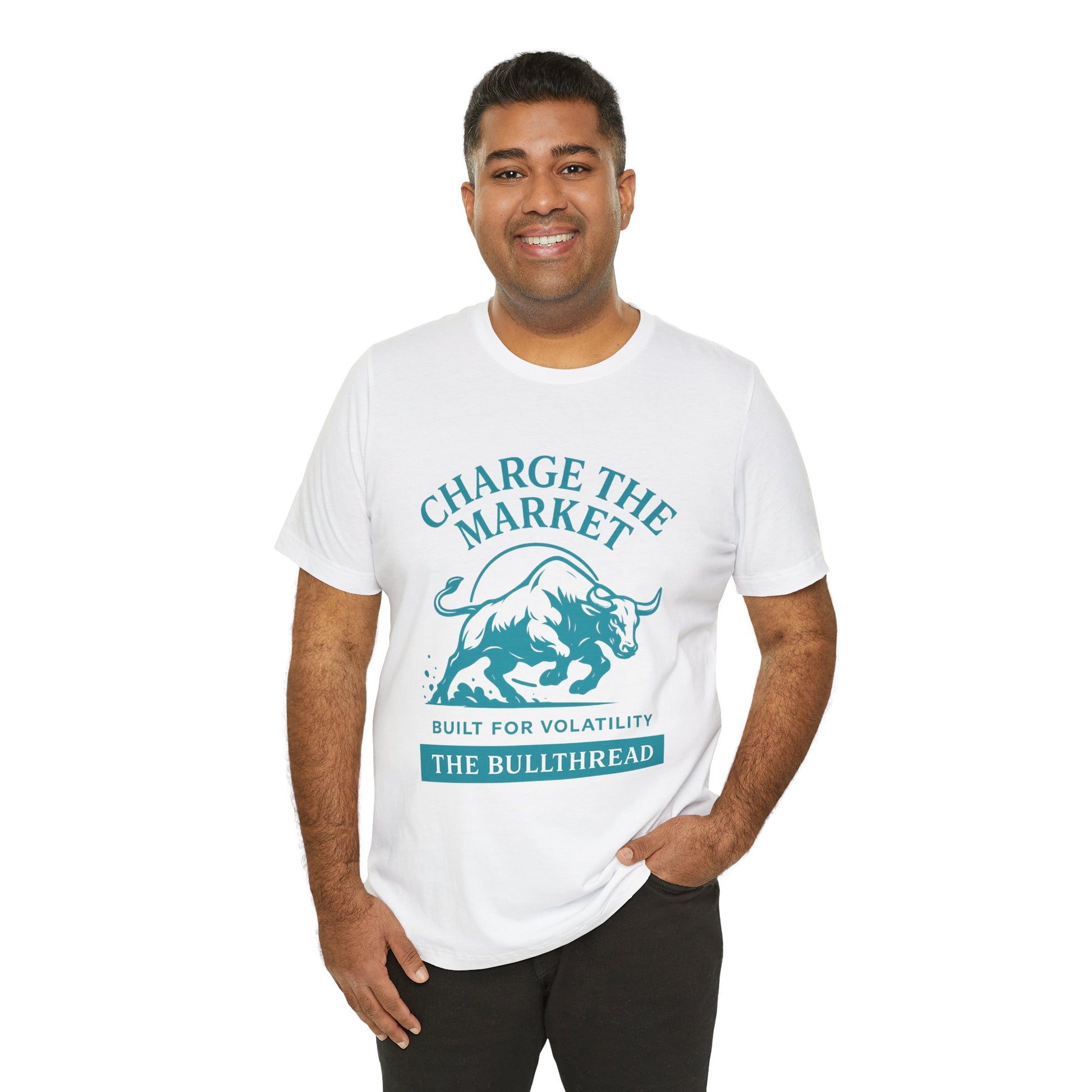 Charge the Market - Turquoise Bull Crypto Investor Shirt.