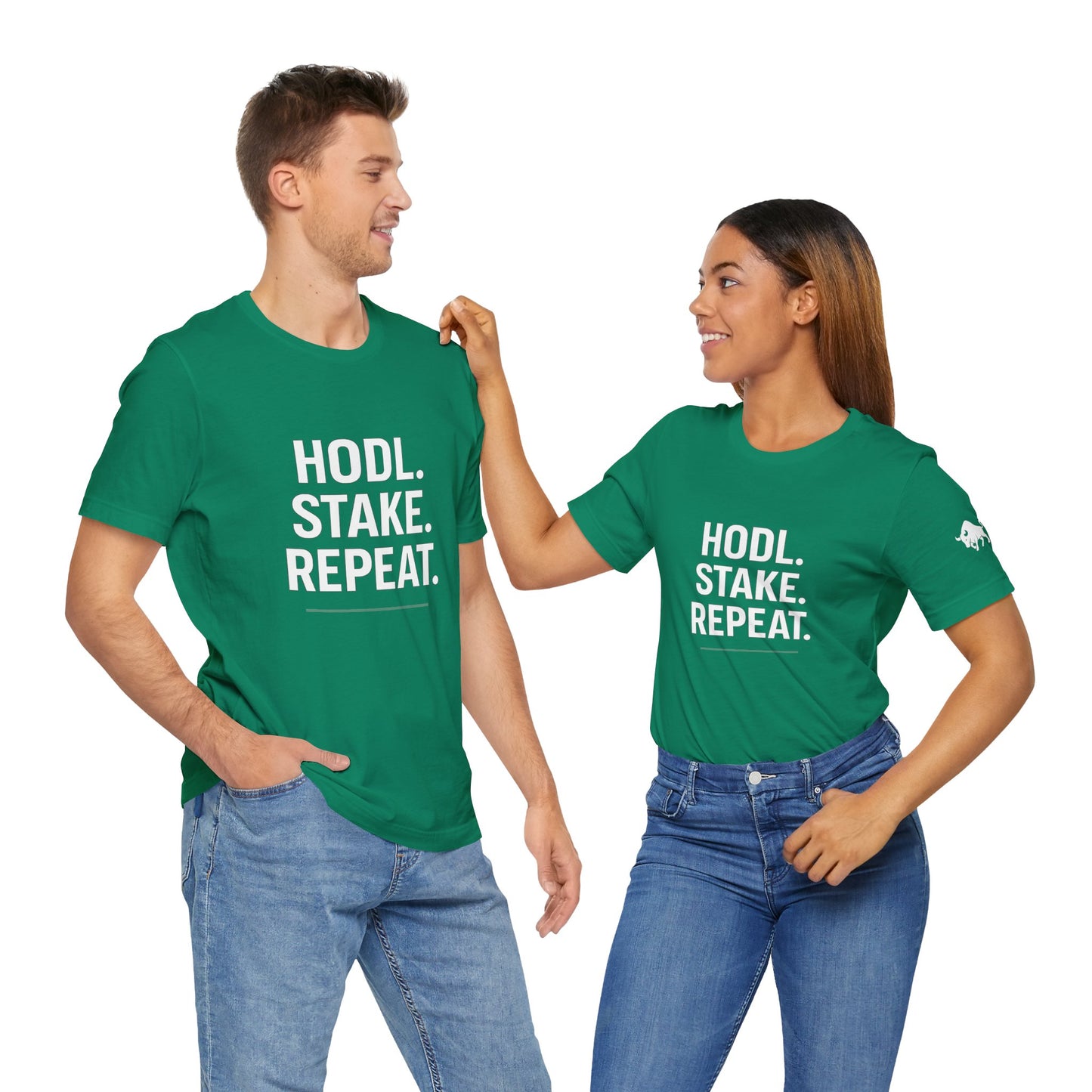Premium Crypto Tee – HODL Stake Repeat Minimalist Streetwear by TheBullThread