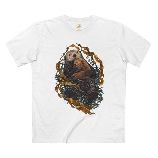 Sea Otter Mother and Pup Shirt, California Kelp Forest Wildlife Tee, Ocean Lover Gift.