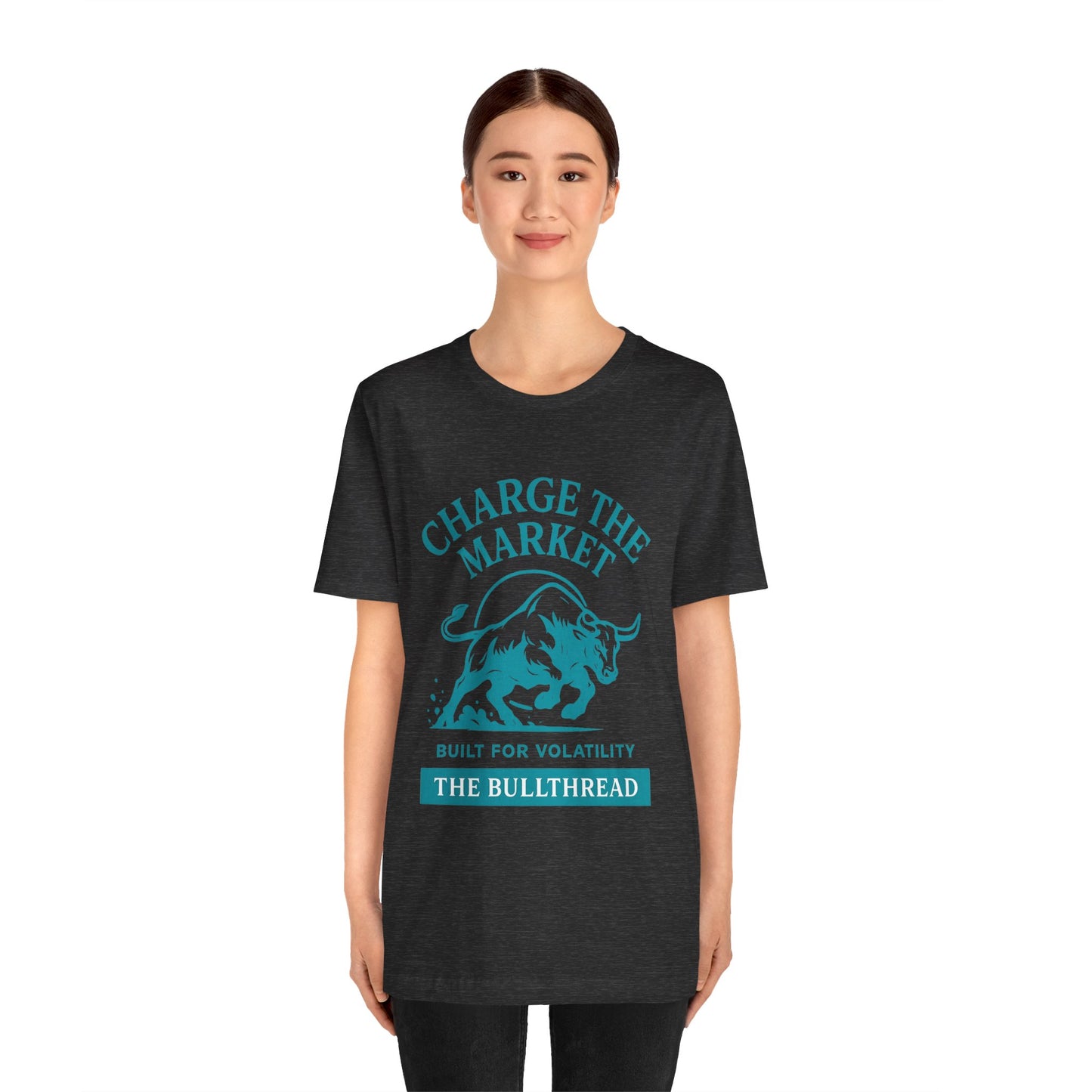 Premium Crypto Investor Shirt - Charge the Market Turquoise Bull Graphic by TheBullThread
