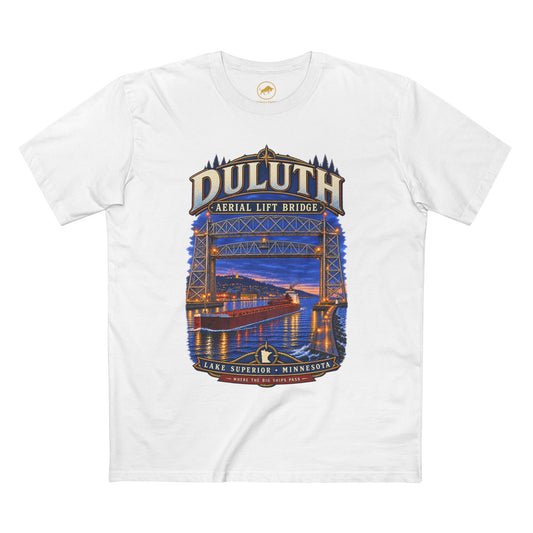 Duluth Aerial Lift Bridge T-Shirt, Lake Superior Minnesota Great Lakes Freighter Tee.