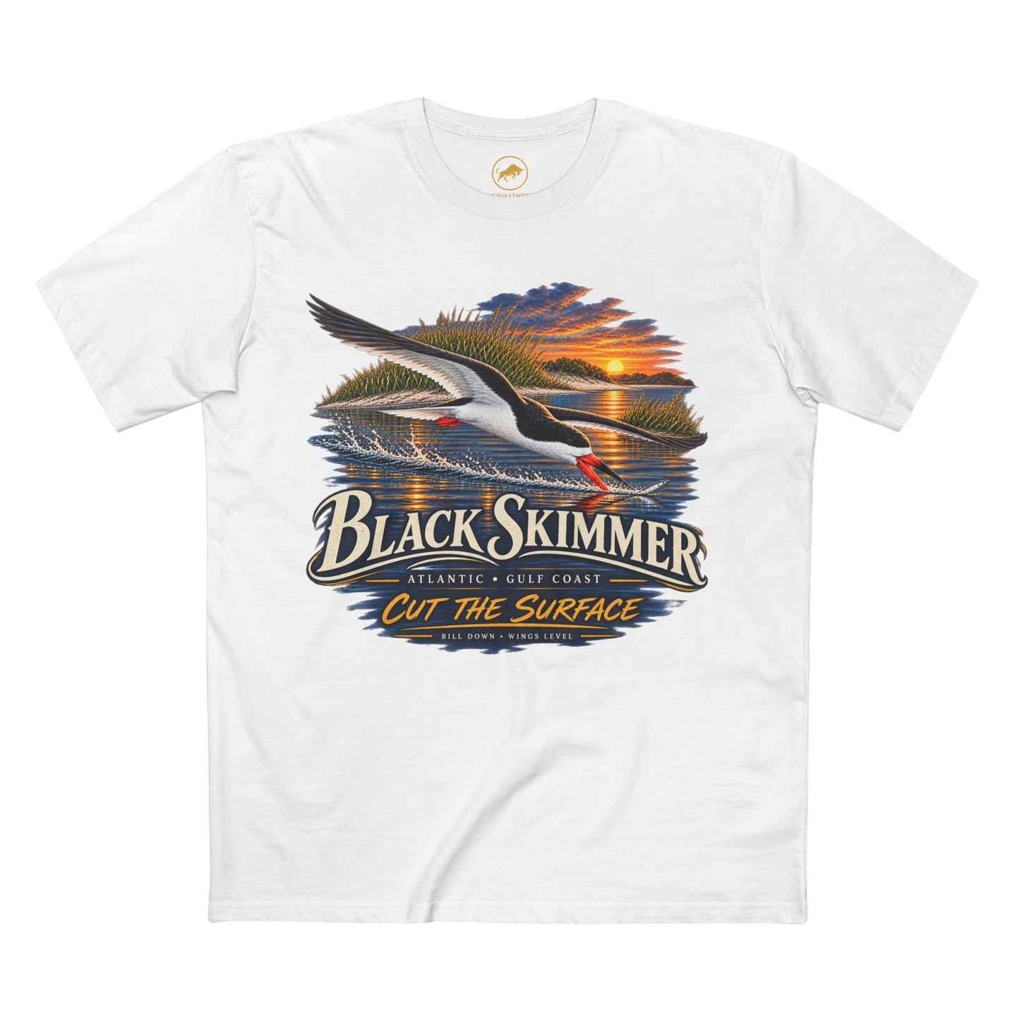 Black Skimmer Bird T-Shirt, Atlantic Gulf Coast Coastal Birding Tee, Rynchops niger.