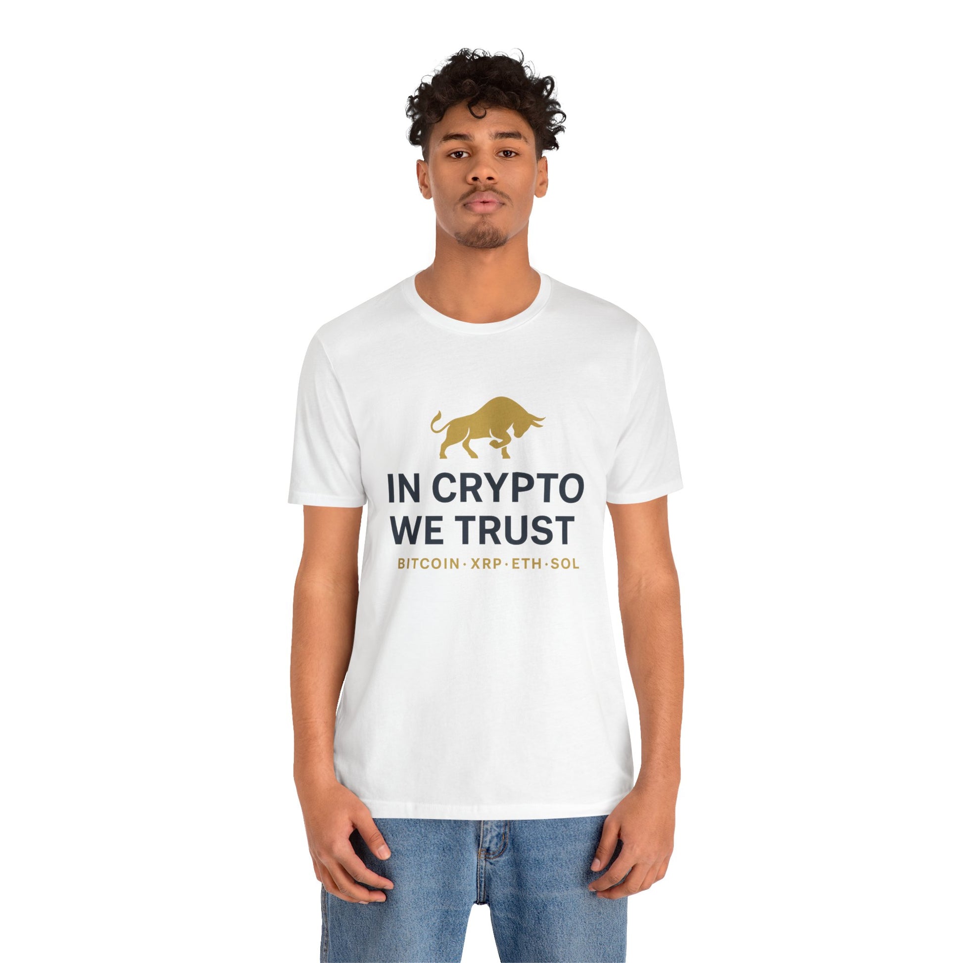 In Crypto We Trust - Premium Bitcoin XRP ETH SOL Bull Shirt.