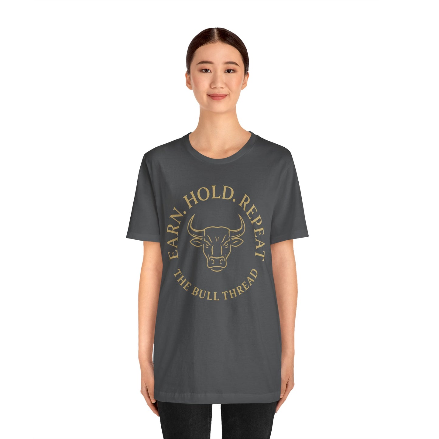 Premium Crypto Investor Tee - Earn Hold Repeat Emblem by TheBullThread