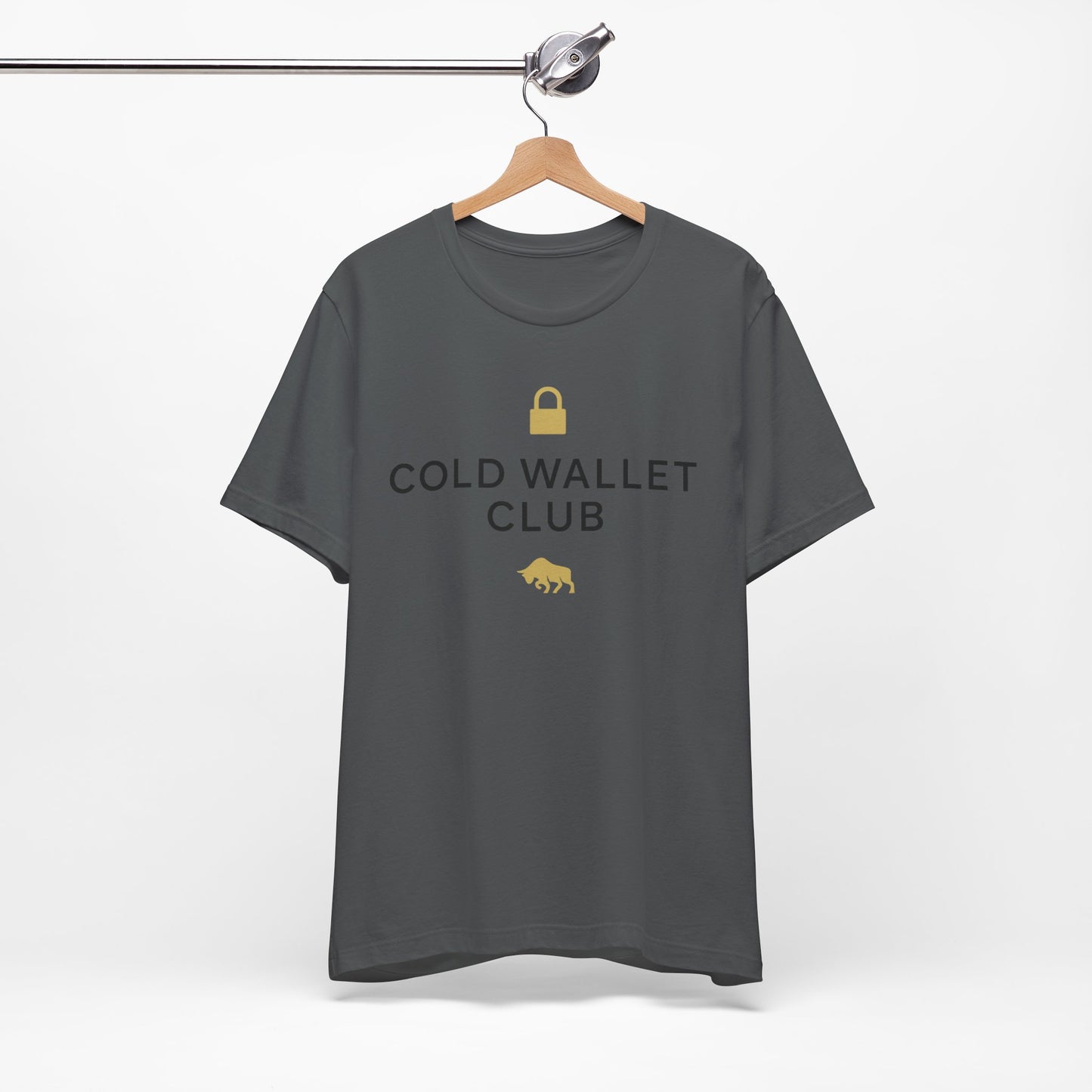 Premium Crypto Investor Shirt - Cold Wallet Club Gold Lock & Bull Design by TheBullThread