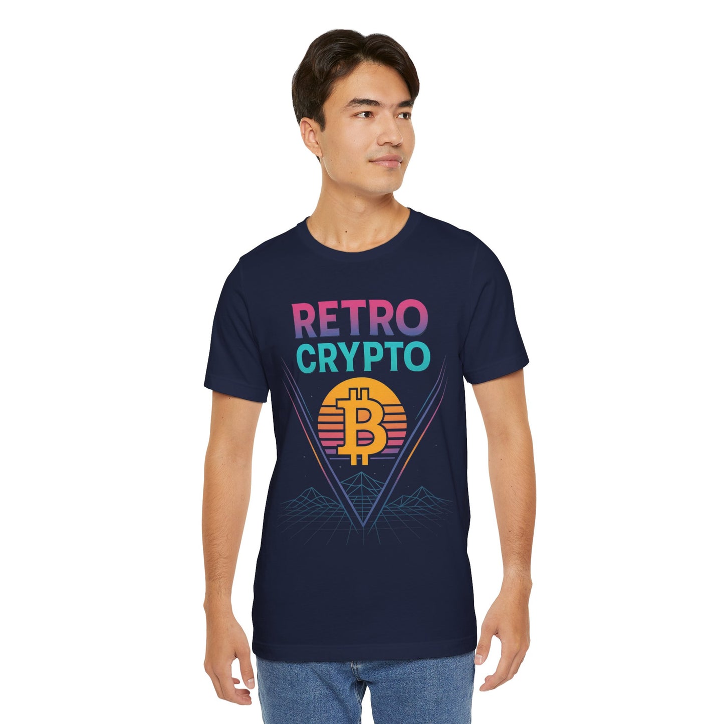 Retro Crypto T-Shirt - 80s Vaporwave Neon Bitcoin Design by TheBullThread