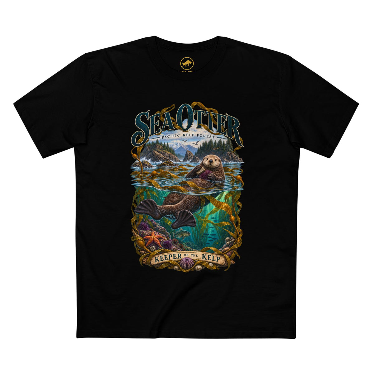 Sea Otter Shirt, Kelp Forest Wildlife Tee, Pacific Coast Marine Biology Gift, Ocean Animal Nature Lover Graphic T-Shirt
